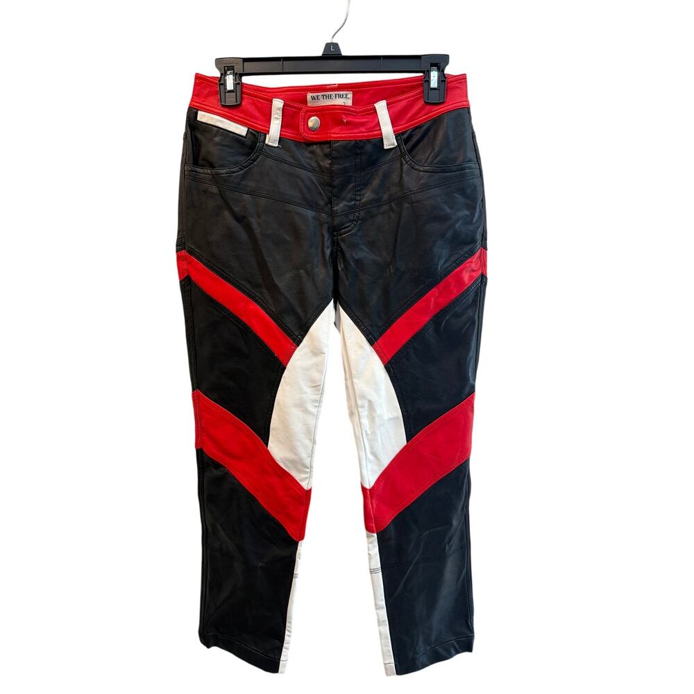 ⭐️ Women’s We The Free Faux Leather Moto Biker Pants Size 2 Edgy Chic Going Out